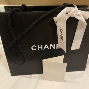Chanel Black Bag with White Ribbon and Card
